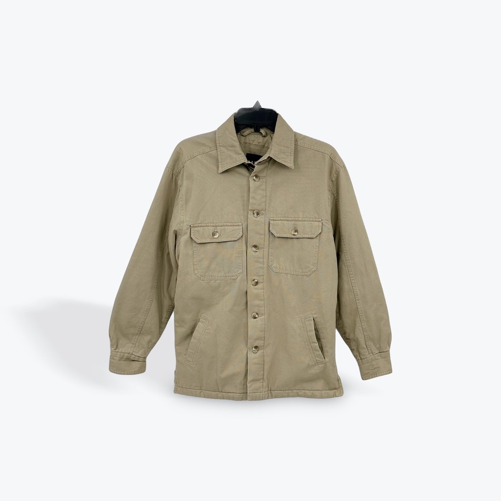 Basic Editions Men's Tan‎ Cotton Blend Quilted Lined Button Front Shirt Jacket